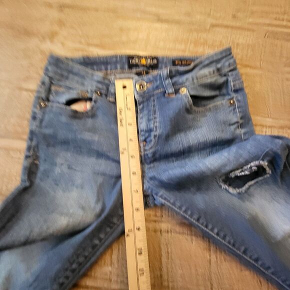 Lucky Brand Girls Jeans Sz 14 Zoe Jegging Style Distressed Stretch Patch Work - Picture 8 of 12